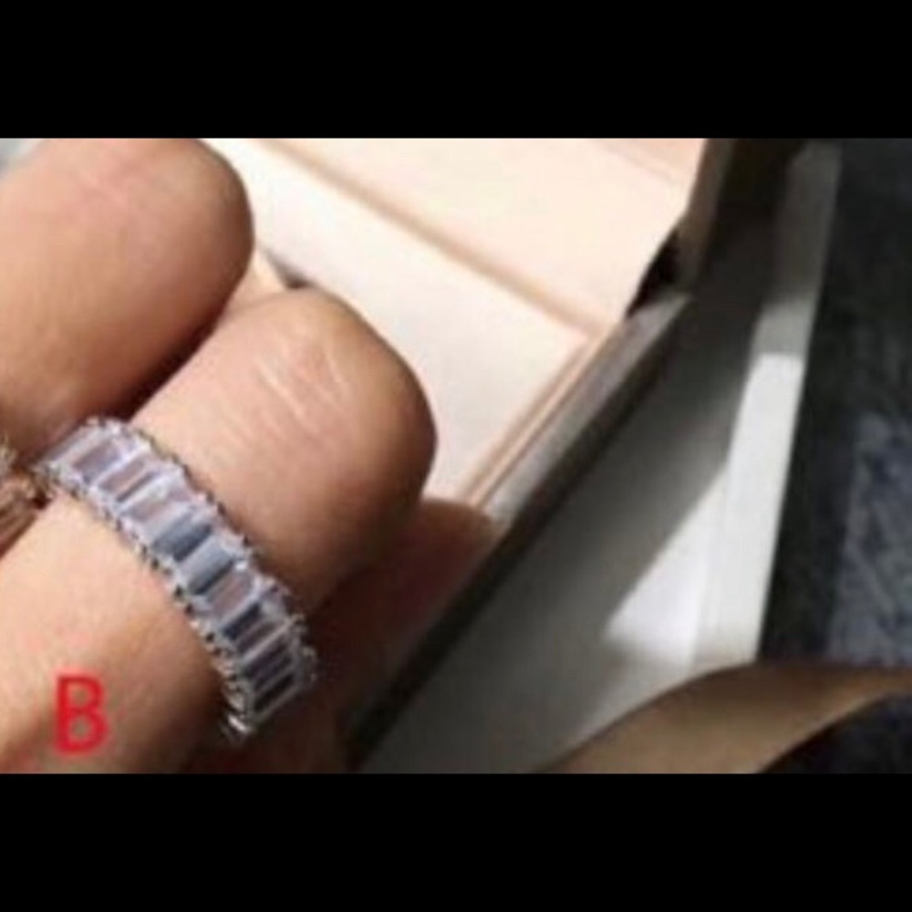 Emerald Cut Channel set CZ Ring Size 8